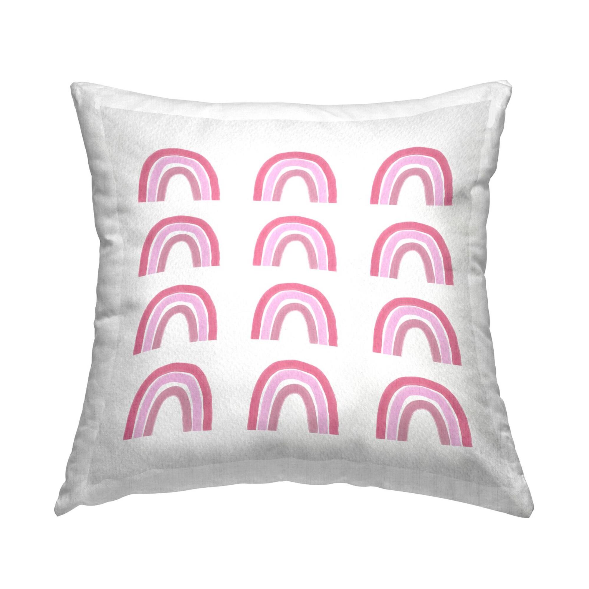 Stupell Industries Pink Stripes Rainbow Arch Shapes Pattern Throw Pillow, 18" x 18"